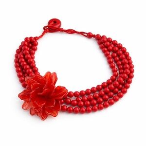 Screen-Used Red Floral Beaded Choker Necklace - Interview With the Vampire